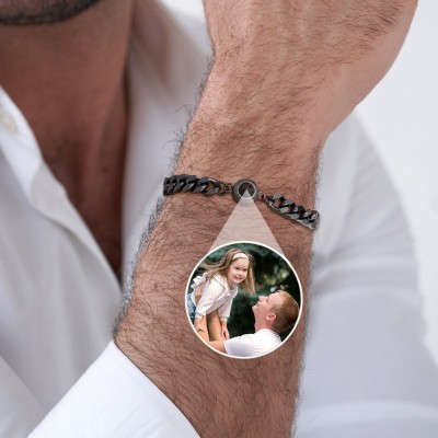 Personalized Photo Projection Bracelet with Picture Inside Unique Gifts for Men Father's Day Gift from Daughter