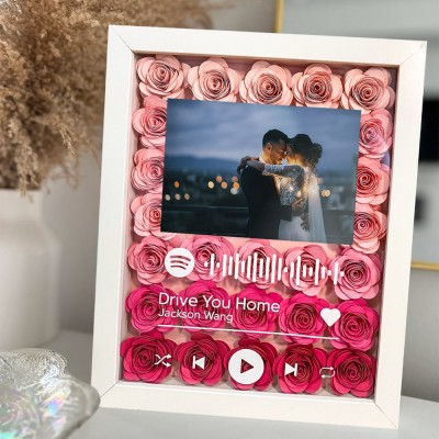 Custom Spotify Flower Shadow Box Gift for Couple Valentine's Day Gift Ideas