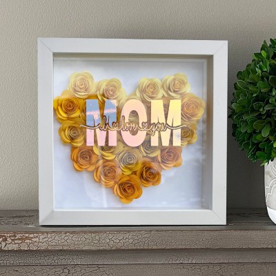 Personalized Heart Flower Shadow Box Love Gift Ideas for Mom Birthday Gifts for Her 