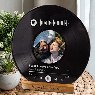 Personalized Romantic Spotify Photo Record Plaque for Valentine's Day Anniversary Gift Ideas
