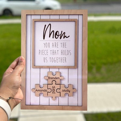 Personalized Wood Puzzle Name Sign Keepsake Gifts for Grandma Mom Mother's Day Gift