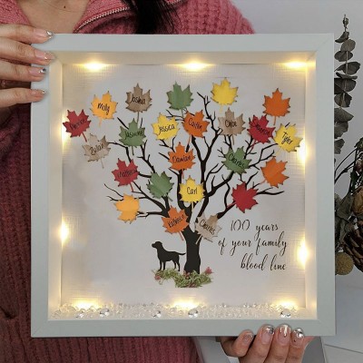 Personalized Light Up Family Tree Box Frame with Family Names Mother's Day Gift 
