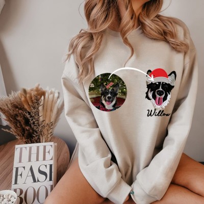 Custom Pet Portrait Embroidered Sweatshirt Hoodie With Pets Names Keepsake Gift Ideas For Pet Lovers