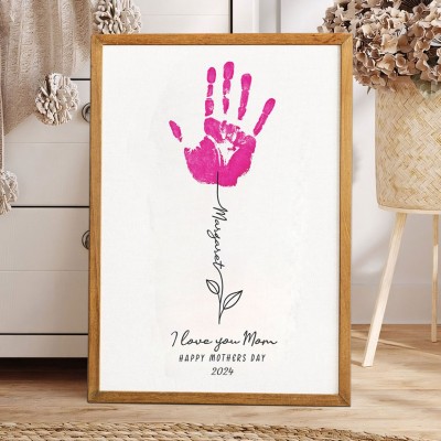 Personalized DIY Handprint Wooden Frame Sign With Date Keepsake Gift For Mom Grandma Mother's Day Gift Ideas