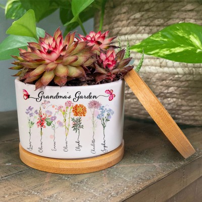 Personalized Nana's Garden Mini Succulent Plant Birth Flower Pots Mother's Day Gift Ideas