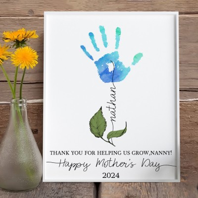 Custom Handprint Art Frame Sign Keepsake Gifts for Mom Mother's Day Gift Ideas