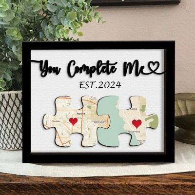 You Complete Me Couple Puzzle Wooden Sign Unique Anniversary Valentine's Day Gift Ideas 