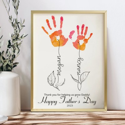 Personalized Fathers Day DIY Handprint Frame Keepsake Gift for Daddy