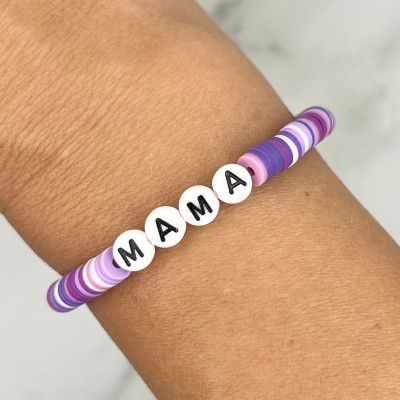 Mommy and Me Back to School Beaded Name Bracelet First Day of School Gift Comfort Gift