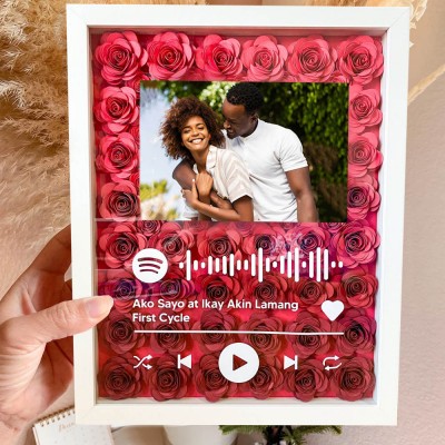 Personalized Spotify Flower Shadow Box Love Gift Ideas for Her Valentine's Day Gift Anniversary Gift