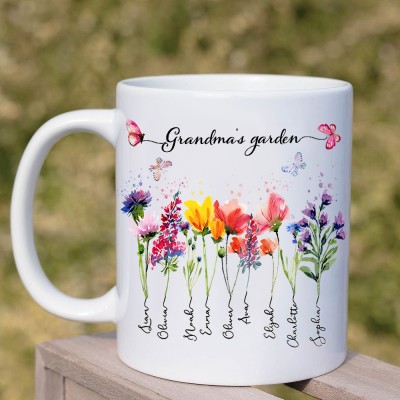 Personalized Gigi's Garden Mug with Birth Month Flowers Custom Family Mug Gift for Mom Grandma Christmas Gifts