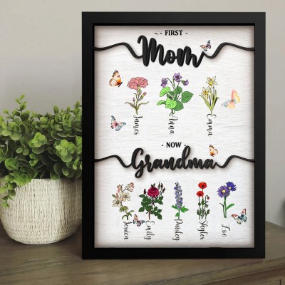 Custom Handmade Birth Month Flowers Wooden Sign With Names Family Gift For Mom Grandma Mother's Day Gift Ideas