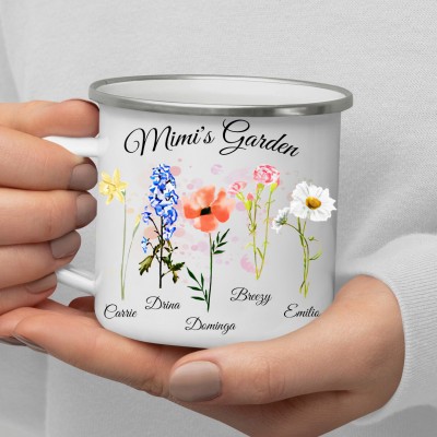 Custom Grandma's Garden Birth Flower Camp Coffee Mug Christmas Gifts for Grandma Unique Gifts for Mom