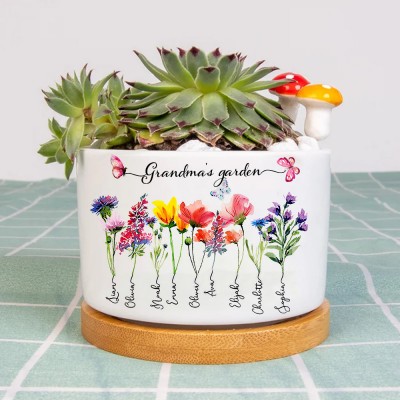 Personalized Grandma's Garden Mini Succulent Plant Pots Birth Flower Pot Mother's Day Gift