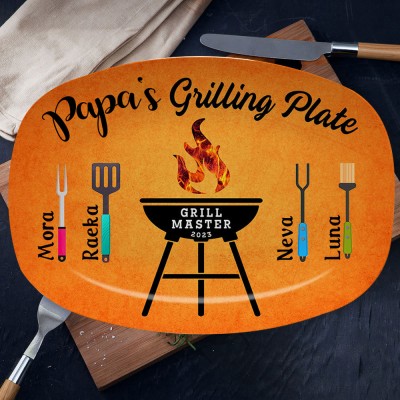 Personalized BBQ Daddy's Grilling Plate Best Father's Day Gifts