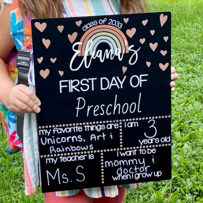 Personalized First Day of School Sign Reusable Chalkboard