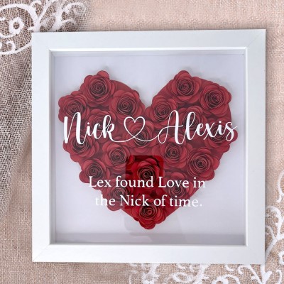 Valentines Custom Flower Shadow Box Personalized Gift for Girlfriend Wife