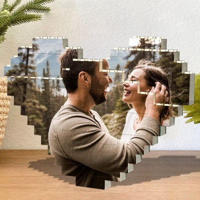 Personalized Heart Shaped Photo Building Block Puzzle Unique Gifts for Couple Valentine's Day Gift Ideas Anniversary Gifts for Husband