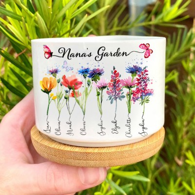 Personalized Grandma's Garden Mini Succulent Plant Pots Birth Flower Pot Mother's Day Gift