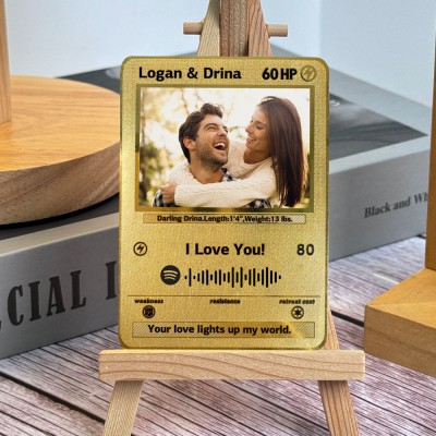 Custom Couple Photo Metal Card with Spotify Code Valentine's Day Gifts for Her Anniversary Gift for Husband