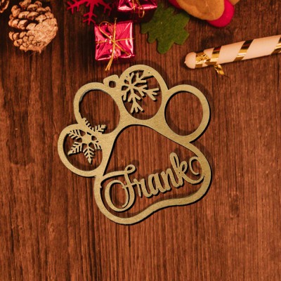 Personalized Pet Paw Christmas Tree Ornament with Name