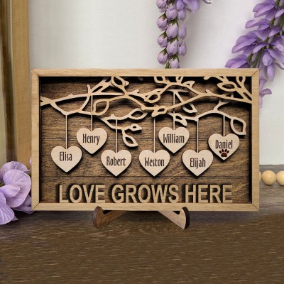 Custom Our Family Tree Sign Engraved with Names Grandparent Gifts Family Gifts Love Gift Ideas for Mom Grandma