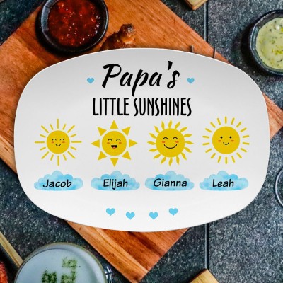 Personalized Papa's Little Sunshines Names Platter Father's Day Gift