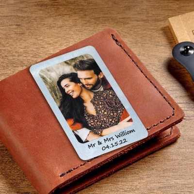 Personalized Photo Wallet Purse Card Metal Keepsake Gift for Wife Anniversary Gift for Husband Valentine's Day Gift for Boyfriend