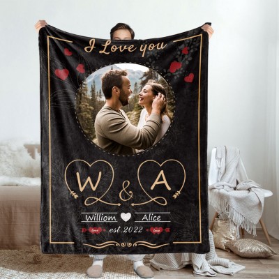 Personalized Memorial Photo Blanket for Couples Love Gift for Wife Valentine's Day Gift for Her