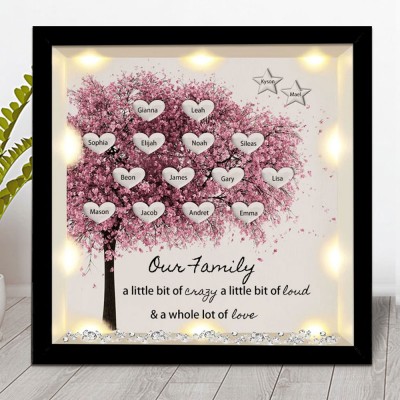 Personalized Light Up Family Tree Box Frame with 1-20 Names Mother's Day Gift For Grandma, Mom