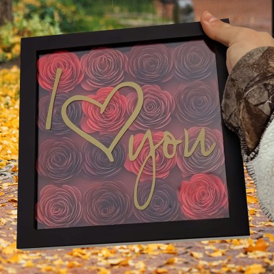 Personalized Flower Shadow Box for Anniversary Valentine's Day