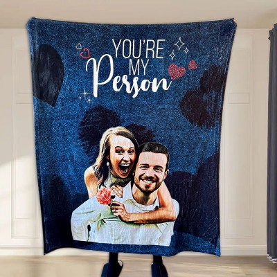 You're My Person Personalized Fleece Blanket for Wife Valentine's Day Gift