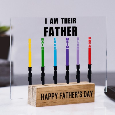 Personalized I Am Their Father Wooden Name Sign Fathers Day Gift for Dad