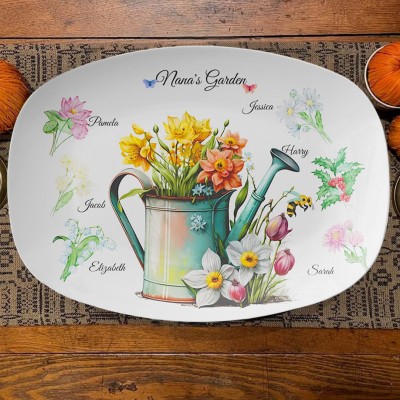 Mother's Day Platter Nana's Garden Birth Flower Plates with Kids Name