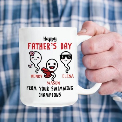 Personalized Dad Mug with Kids Name Unique Gift for Dad First Father's Day Gifts