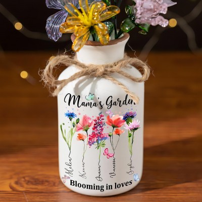 Custom Mommy's Garden Birth Month Flower Vase Unique Gifts for Mother's Day Keepsake Gift for Mom