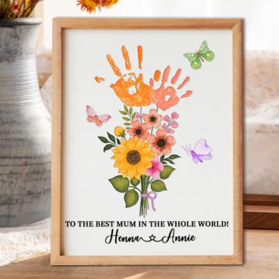Handmade Printable Frame Handprint DIY Unique Gift for Mom Grandma Mother's Day Keepsake Craft Gift Ideas