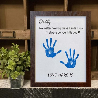 Personalized Daddy DIY Handprint Sign Wooden Gift for Father's Day