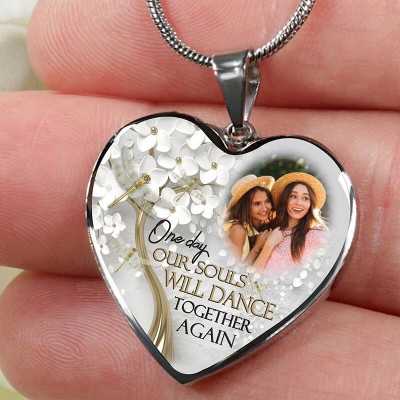 Custom One Day Our Souls Will Dance Memorial Photo Necklace