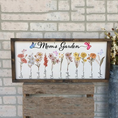 Custom Grandma's Garden Birth Flower Frame Name Sign Thankful Gift Ideas for Grandma Mother's Day Gifts for Mom