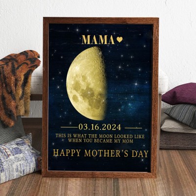 Personalized Mama Moon Phase Frame with Kids Names Gifts for Mom New Mom Gift Mother's Day Gift Ideas