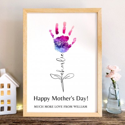 Personalized Mom Flower Handprint Sign Keepsake Gift Ideas Mother's Day Gift