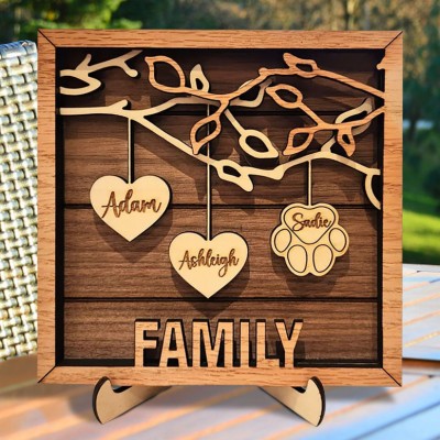 Personalized Family Tree Wood Sign Name Engravings Home Wall Decor Gift for Grandma Mom Birthday Gifts