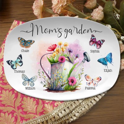 Custom Grandma's Garden Butterfly Platter with Grandkids Names Gifts for Grandma Mom Christmas Gifts Birthday Gifts