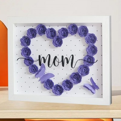 Custom Heart Flower Shaodw Box Love Gift Ideas for Grandma Mom
