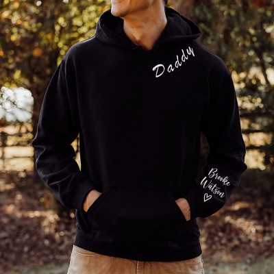 Personalized Daddy Embroidered Sweatshirt Hoodie With Kids Names Gifts for Dad Christmas Gift Ideas