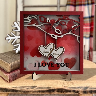 Personalized Entwined Hearts Couple Wooden Sign with Names Valentine's Day Gift Ideas for Couple