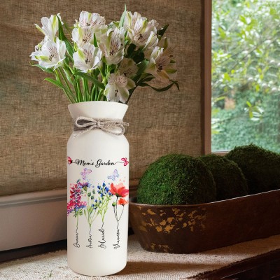 Custom Grandma's Garden Birth Flower Vase With Grandkids Name Mother's Day Gift Ideas Gift For Mom Grandma