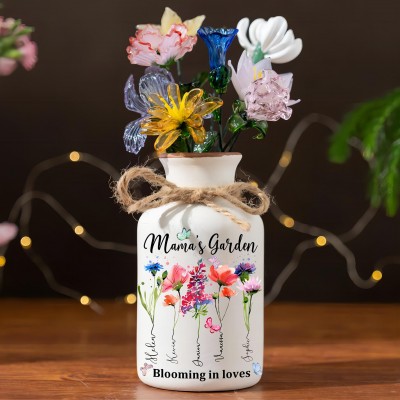 Custom Mama's Garden Birth Month Flower Vase Unique Gifts for Mother's Day Keepsake Gift for Grandma Mom