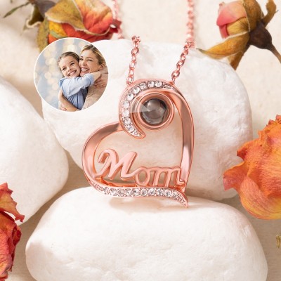 Personalized Heart Shaped Mom Photo Projection Necklace Gift Ideas for Mom Grandma Christmas Gifts